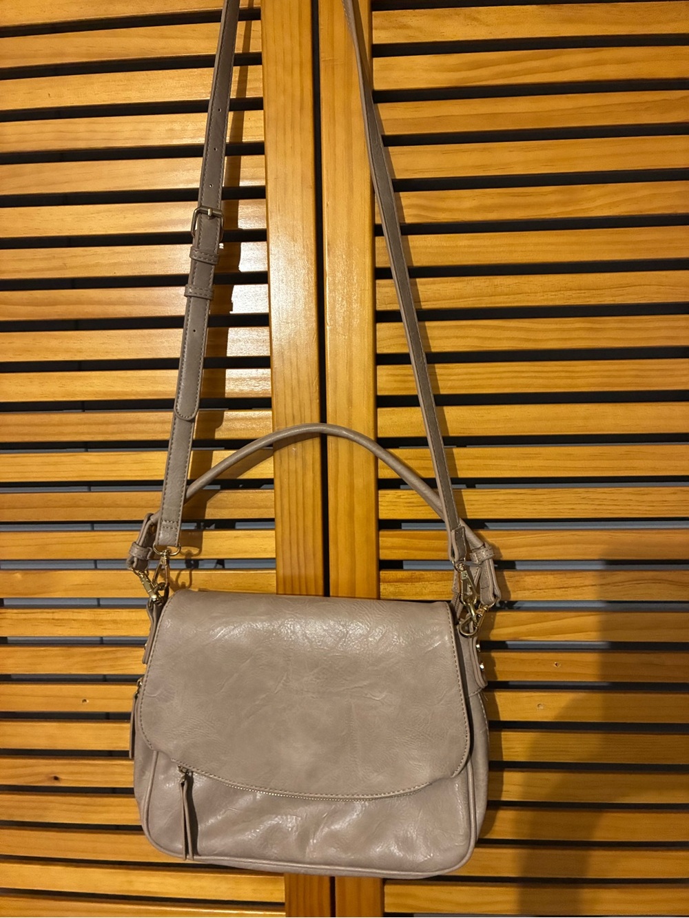 Mystique Boutique Taupe Crossbody Bag with Top Handle